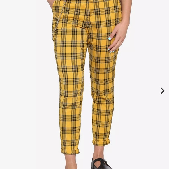 Hot Topic Yellow Plaid Pants With Detachable Chain - Picture 4 of 4